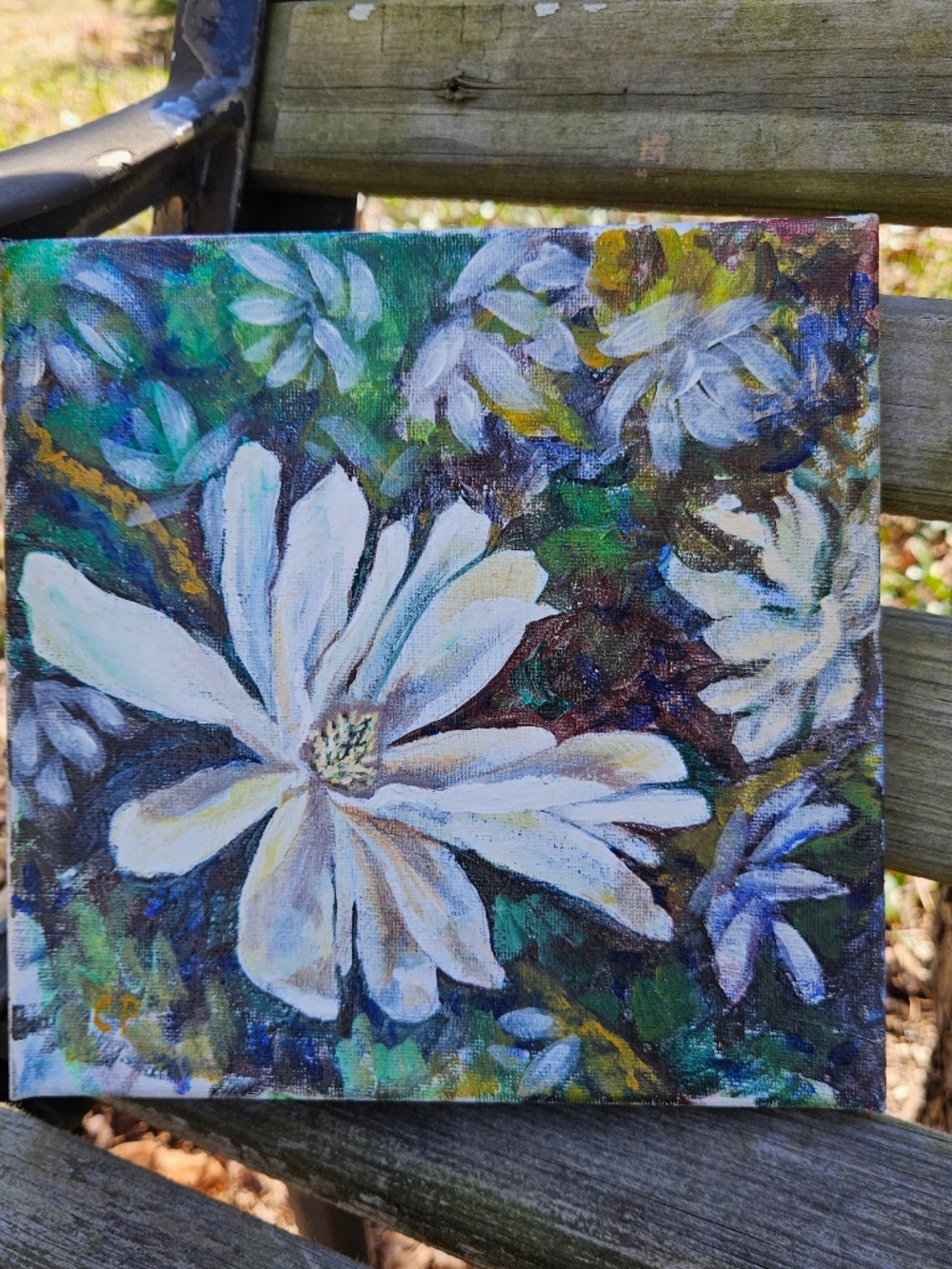 Star Magnolia Acrylic Painting